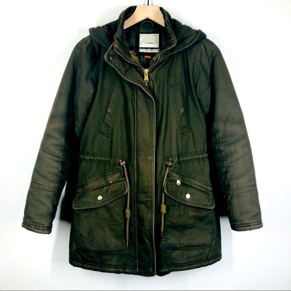 Pull&Bear Twill Fur-Trimmed Hooded Parka Small - Picture 1 of 8